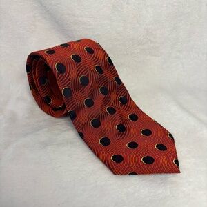 Paul Smith Floral Street Tie Red Black Dot Pattern Made in England Silk